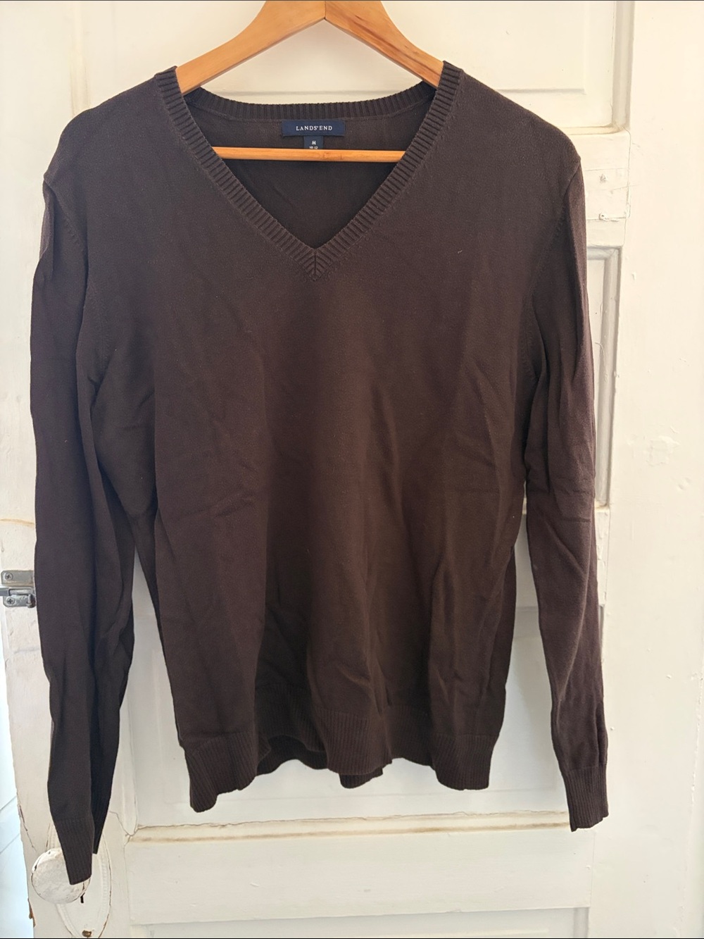 Lands' End Women’s V-Neck Sweater in Dark Brown